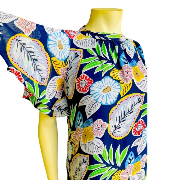 Jade Women’s Floral Cold Shoulder Flutter Sleeve Breezy Dress - Picture 3 of 8